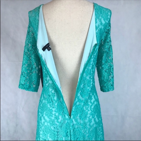 Sangria 3/4 Sleeve Aqua Lace Dress NWT - Picture 7 of 8